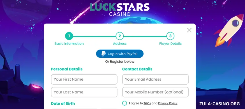 Luckstars Login